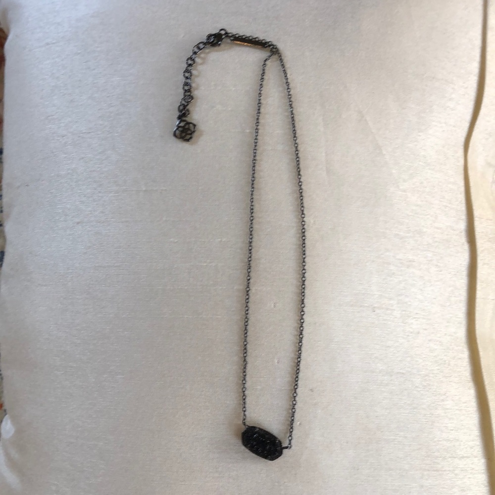 Elisa Pendant Necklace In Black Drusy